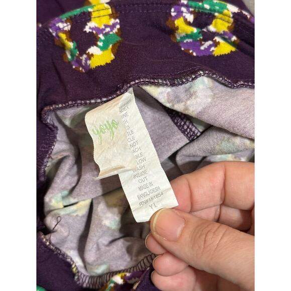 Yoyo Size Large Girls Mardi Gras King‎ Cake Leggings Purple Green Gold - Picture 2 of 2